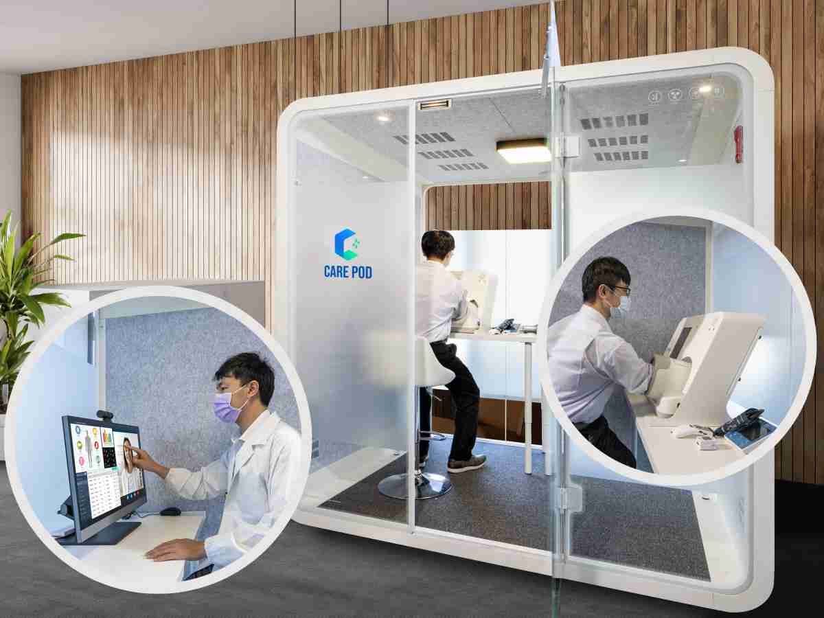 达擎于医疗科技展中展出＂远距诊疗舱＂，，，，以因应医疗数字化及社会高龄化趋势下、、复诊及慢性病患等族群对于远距看诊需求逐渐升高所推出的创新整合方案。。。多功能合一、、、高隐私性的远距诊疗舱可根据病患端与医师端的不同需求，，提供弹性化及客制化功能，，，，节省医生和病患的精力及时间